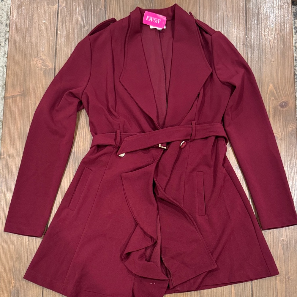 a'gaci Deep Red Trench Coat